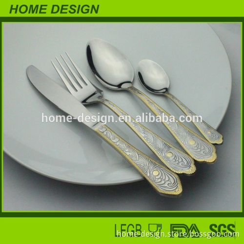 Stainless steel golden cutlery set for Dubai design
